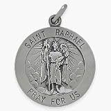 Sterling Silver Saint Raphael 22mm Religious Medal Medallion with Chain