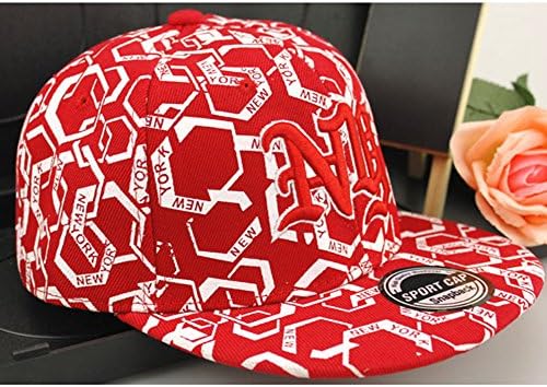 Hipcap Mens Fashion Cotton Harajuku Street Dancing Flat Brim Hat Baseball Cap Red
