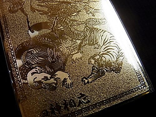 Japanese Omamoria Amulet Card Gold Blue Dragon White Tiger Phoenix Xuanwu　7.6cm/2.99inch 4.6cm /1.81inch