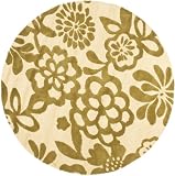 Safavieh Soho Collection SOH837A Handmade Beige and Green New Zealand Wool Round Area Rug, 6-Feet