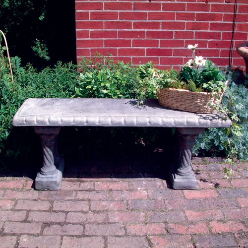 Large Garden Bench - Straight Pattern Top Stone Bench