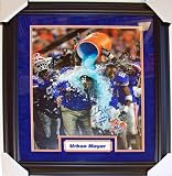 Urban Meyer Florida Gators - National Championship Gatorade - Custom Framed Autographed 16x20 Photograph with 06 NAT CHAMPS Inscription
