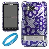Purple Flowers Design 2 Piece Protective Snap-On Case for HTC Thunderbolt 4 ....