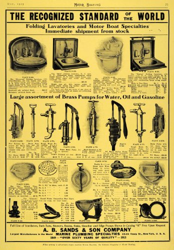 1913 Ad Sands Boat Folding Lavatories Plumbing 