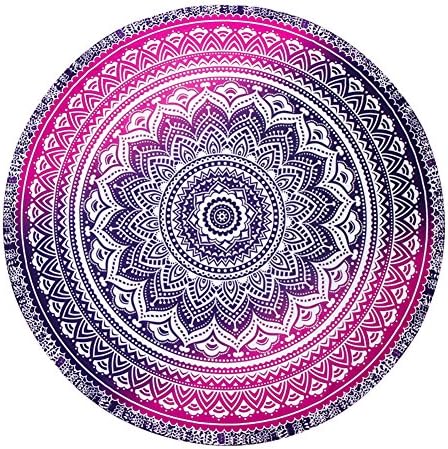 YITL Hippie Mandala Tapestry Round Roundie Wall Hanging Beach Towel Throw Yoga Mat Round Tapestry 14 Style 58x58" 9905