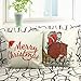 Homar Throw Pillow Covers - Merry Christmas Hat Print Pattern Decorative Pillow Case - Cotton Linen Square Pillowcases Cushion Cover Standard Size 18 x 18 for Couch Sofa Bed Automotive Seat Home Decor
