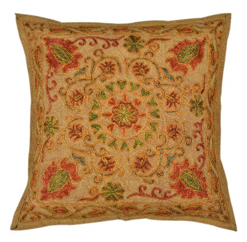 Imagen 2 de Trabajos de bordado indio Algodón 5 Piece Set Cojín Tamaño 16 x 16 pulgadas