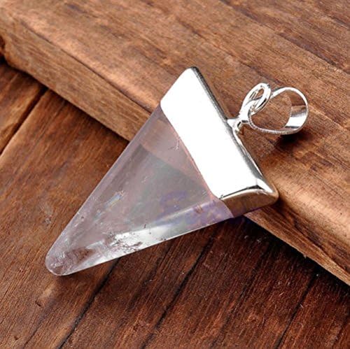 Crystal Quartz Pyramid Healing Point Reiki Gemstone Chakra Pendants for Necklace Model/Color: White&amp;Silver Plated