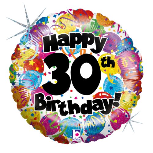 Betallic F86356P - Folienballon 18 Zoll - 30th Birthday, holografisch