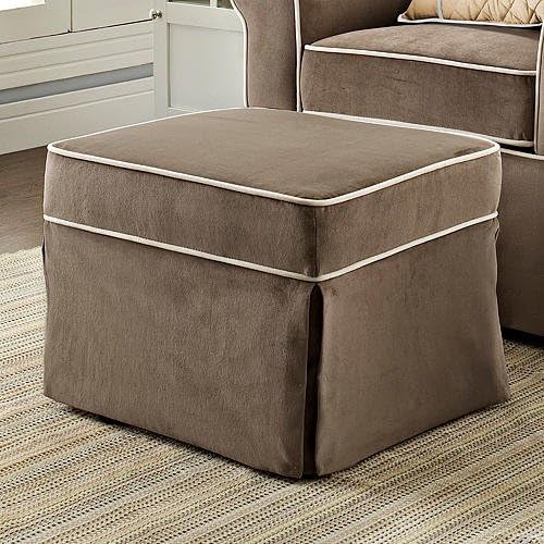 Bertini Peyton Gliding Ottoman Umber with Vanilla Piping