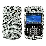for Blackberry Bold 9700 Bling Hard Case Silver Zebra