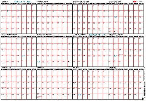24" x 17" Medium Wet Erase - Yearly 2016 - 2017 Academic Wall Calendar - Laminated Horizontal Planner (2417-1617h)