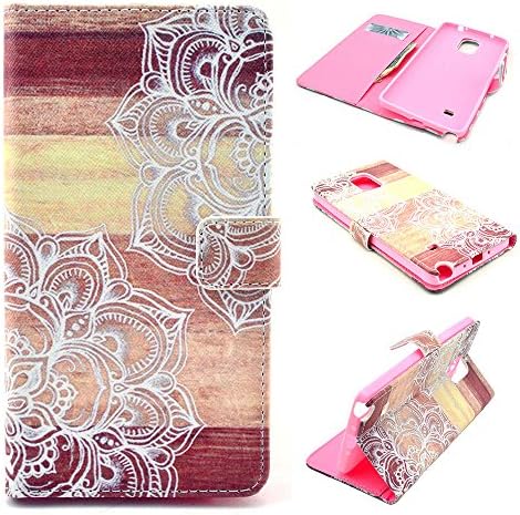 Note 4 Case, Galaxy Note 4 Wallet Case, U-Gem star Galaxy Note 4 PU Leather Wallet Stand Magnetic Cover Case for Samsung Galaxy Note 4,with SIM Card Adapter Kit+Screen Protector+Black Stylus (Golden White Flowers)