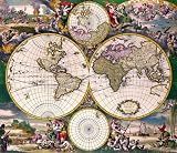 12X14 inch Rare Antique Map Canvas Art World Hemisphere Map