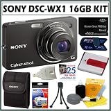 Sony Cyber-shot DSC-WX1/B 10MP Exmor R CMOS Digital Camera with 5x Optical Steady Shot Stabilized Zoom and 2.7-inch LCD (Black) Sony Cybershot DSC-WX1 DSCWX1B DSCWX1 10mp Digital Camera + 16GB Deluxe Accessory Kit