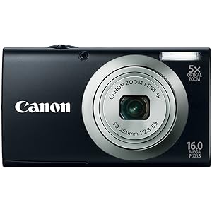  Canon PowerShot A2300 IS 16.0 MP Digital Camera with 5x Digital Image Stabilized Zoom 28mm Wide-Angle Lens with 720p HD Video Recording (Black)