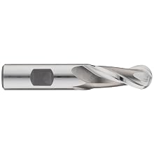 Niagara Cutter SB207 High-Speed Steel End Mill, General Purpose, Regular Length, Uncoated (Bright), 2 Flutes, Ball End