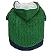 Blueberry Pet 2 Colors Warm Fleece Twist Cable Knitted Pull Over Hooded Dog Sweater in Sea Green, Back Length 16