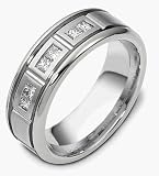 3 Diamond Comfort Fit Platinum Wedding Band Ring
