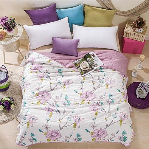 Home Comfortable 100% Cotton Comforter for Summer Air-Conditioning Quilt 1PC (78" x 90", Purple Flower)