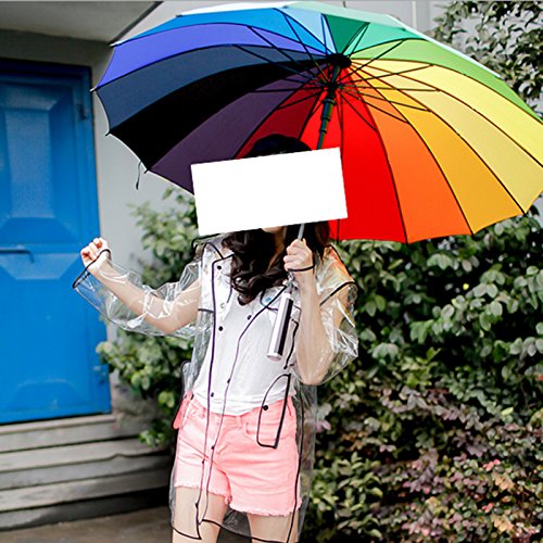 Flesser® Womens Hooded Transparent Clear Raincoat Cute Waterproof Rainwear With Edge