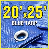 20' X 25' Large Blue Multi-Purpose 6-mil Poly Tarp for roofs, Trucks, RV Cover 20x25 Waterproof Construction Grade Tarpaulin by Grizzly Tarps