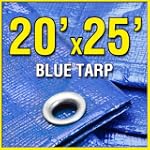 20' X 25' Large Blue Multi-Purpose 6-mil Poly Tarp for roofs, Trucks, RV Cover 20x25 Waterproof Construction Grade Tarpaulin by Grizzly Tarps