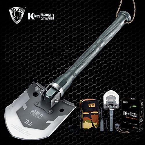 Doing outdoor Folding shovel military King Kong Mini Compact Multifunctional Foldable Emergency Shovel Survival Tool with TWO Extension Bars