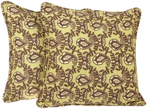 Tululah Designs 18-Inch by 18-Inch Priya Paisley Print Cushion Cover, Ivy, Set of 2