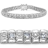 1.90 Carat Genuine Tanzanite and Diamond Silver Bracelet