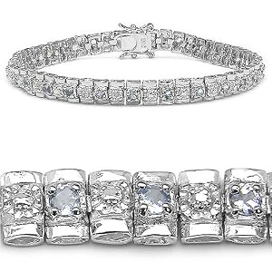 Buy 1.90 Carat Genuine Tanzanite and Diamond Silver Bracelet by 0