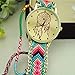 Meily Fashion Women's Dreamcatcher Braid Bracelet Watches (Green+Pink)