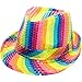 Arsimus Rainbow Fedora Hat Gay Pride Sequins Bright Party Cap