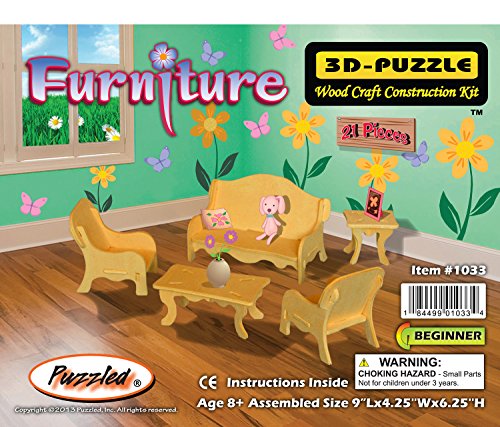 3-D Wooden Puzzle - Dollhouse Livingroom Furniture Set -Affordable Gift for your Little One! Item #DCHI-WPZ-P008