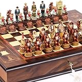 American West Chessmen & Napoli Chess Board/Cabinet From Italy.