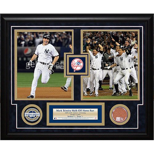 Steiner Sports MLB New York Yankees Mark Teixeira 2009 ALDS Walk Off HR- 2 Photo Dirt Collage
