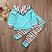 Baby Girl 2pcs Set Outfit Flower Print Hoodies with Pocket Top+Striped Long Pants