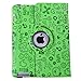 HDE iPad 2 iPad 3 iPad 4 Rotating Case 360 Degree Magnetic Cover Stand for 2nd 3rd 4th Generation iPad (Green Cartoon)