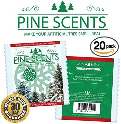 Pine Scents Natural Pine Infused Cristmas Tree Ornaments, 20-Pack