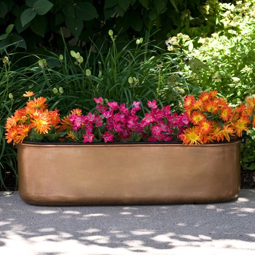 48 Oval Copper Trough Planter with Decorative Robert D. Butlerike