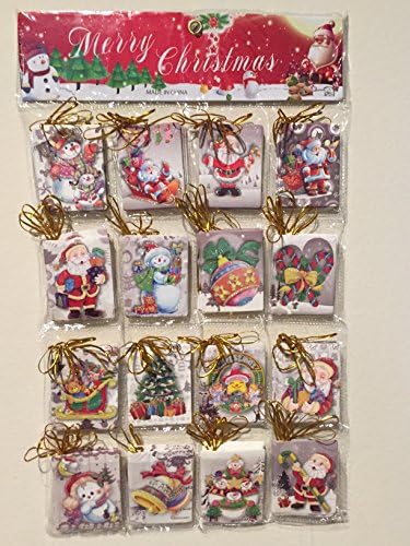 Christmas Gift Tags in Hanging Case with Gold String - 16 Styles - 8 Cards Per Style - 128 Christmas Cards for Gifts!