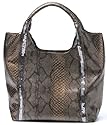 FOLEY Metallic Mixed Crocodile Snake Animal Print Sequin Oversized Shoulder Shopper Tote Bag Satchel Handbag Purse