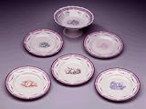 Bespoke Porcelain - Creamware Plates with Sponge Borders printed with Regency prints of Shells