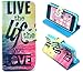 iphone 5C Case, Live the Life you Love Flip Wallet Credit ID Card Slot Holder Phone Case With Stand --Retail Package W Screen Protector --Pink