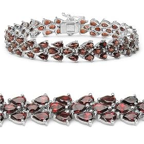 20.80 Carat Genuine Garnet Pears Silver Bracelet by JewelzDirect
