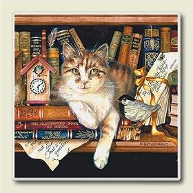 Literary Cats Library Cats Kitties Absorbastone Trivet by Artworks Home Accents