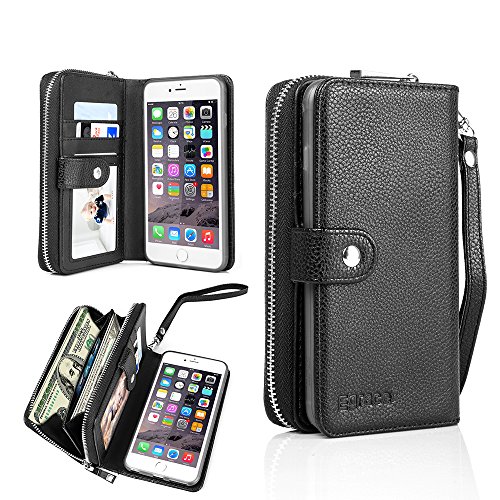 Iphone 6s wallet case, egrace magnetic detachable remov…