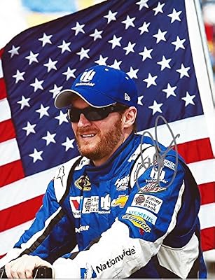 AUTOGRAPHED 2015 Dale Earnhardt Jr. #88 NationwideRacing (Hendrick) AMERICAN FLAG (Driver Introductions) NASCAR Glossy Photo with COA