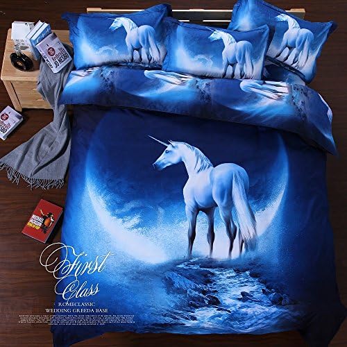 3D Mysterious Boundless Galaxy Colorful Outer Space Bedding Sets 3D Duvet Cover Set, Digital Oil Printing Full-4pc Unicorn