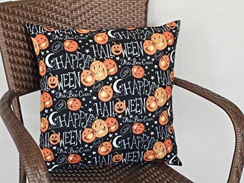 Pumpkins Halloween Pillow Cover Cushion Black White Orange Crescent Moon Spiderweb Trick or Treat Decorative Throw Pillow 18x18